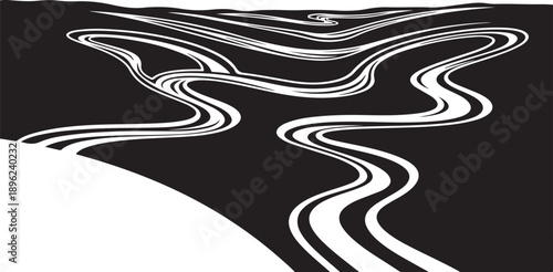 Abstract black and white swirling lines art design concept