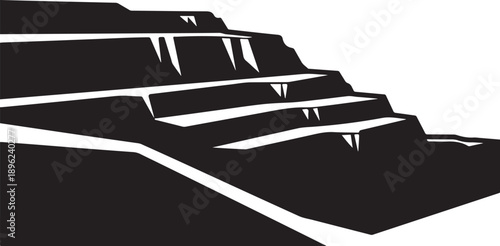Staircase Silhouette with White Background and Black Steps Design