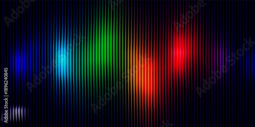 Sound Wave Abstract Music Digital EQ Equalizer. Sound Spectrum With Vibrant Rainbow Color Gradient. Perfect for Audio Visualizations, AI Voice Interfaces or Studio Design. Vector Illustration.