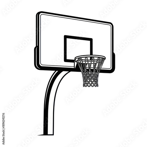 Basketball Hoop and Backboard - Clean Line Art Illustration