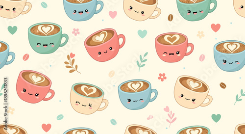 Cups of Coffee with Heart Designs.