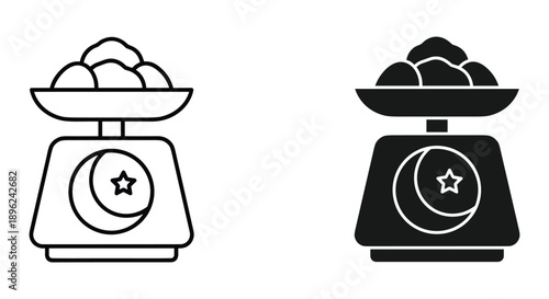 Vintage kitchen scales weighing flour and sugar for baking balance and measurement concept