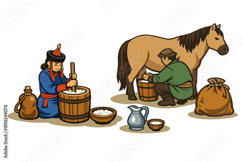 Mongolian fermented mare's milk, traditionally called Airag, is produced using age‑old methods