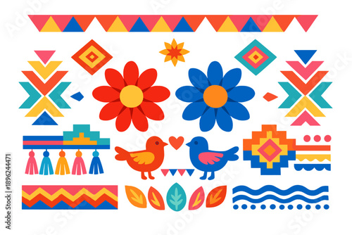 Vibrant Textile Pattern – A Colorful Exhibition of Traditional Craftsmanship