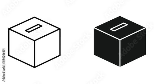 Black and White Ballot Boxes for Voting Process Illustration