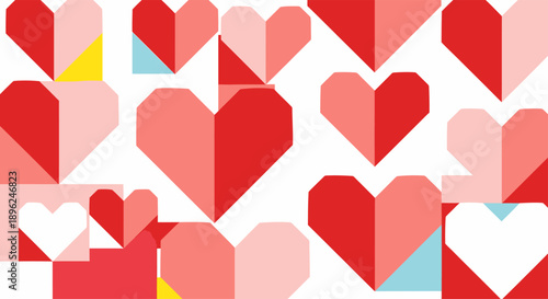 Colorful 3D Heart Shapes Pattern Design.