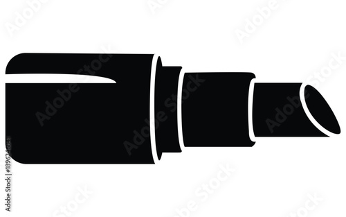 Black lipstick side view icon with opened cosmetic tube showing beauty makeup product silhouette design