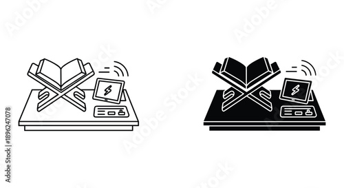 Wireless Charging Illustration with Smartphone and Credit Card on White and Black Backgrounds