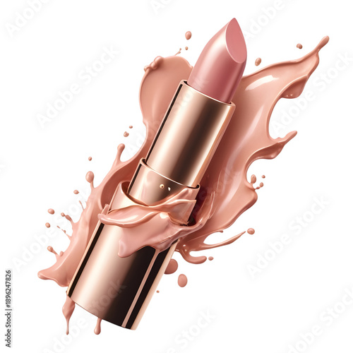 Dynamic Rose Gold Lipstick with Liquid Metal Wave