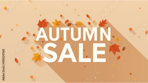 Vibrant autumn sale banner with colorful falling leaves