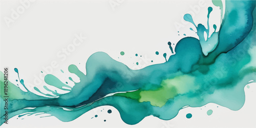 A clean blue water splash creates an abstract liquid motion design with aqua bubbles and sea waves for a nature inspired summer background illustration