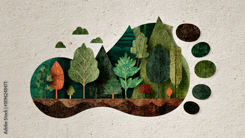 Forest Footprint with Trees and Soil