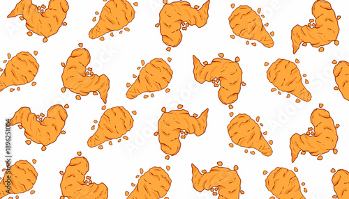 Fried Chicken Pattern Background Illustration Hand Drawn Food Design