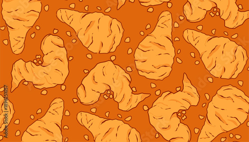 Fried Chicken Pattern Background Illustration Hand Drawn Food Design