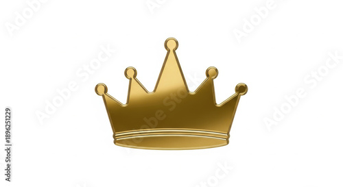 Golden Crown Icon on White Background