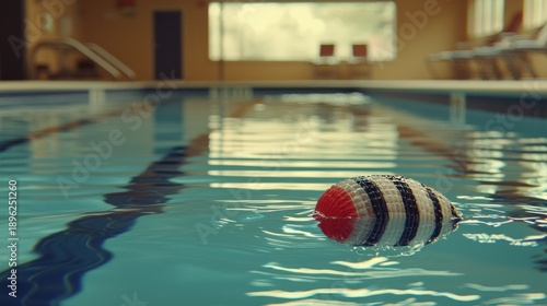 Wallpaper Mural Striped ball floating in indoor pool, recreation and leisure activity Torontodigital.ca