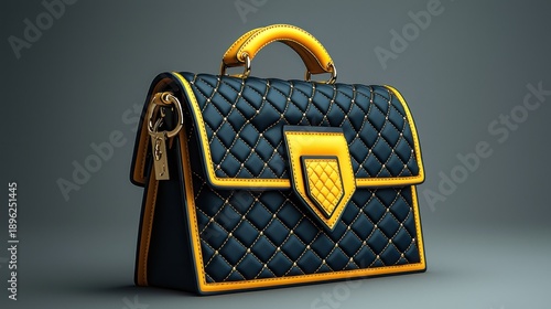 Wallpaper Mural Stylish black & gold handbag on grey background, perfect for fashion or retail use Torontodigital.ca