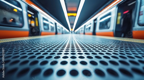 Wallpaper Mural Subway platform perspective with trains on both sides Torontodigital.ca