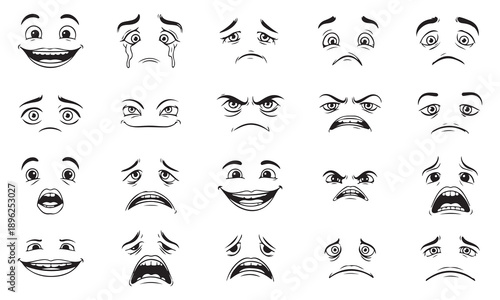 Collection of various facial expressions Vector