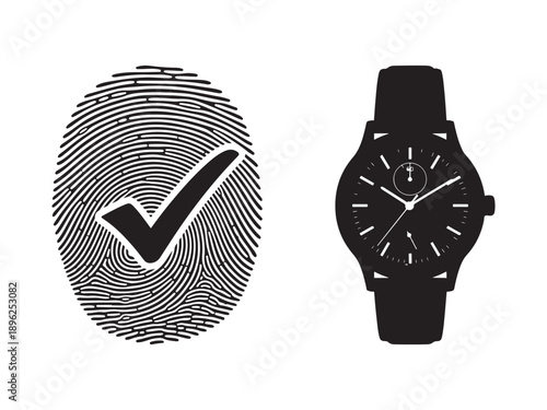 Fingerprint verification watch Vector