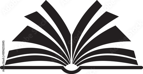 Symmetrical Open Book Illustration in Black and White — Ideal for Educational Editorials, Literacy Campaigns, and Academic Visual Branding