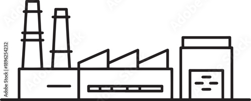 Industrial Factory Buildings with Chimneys