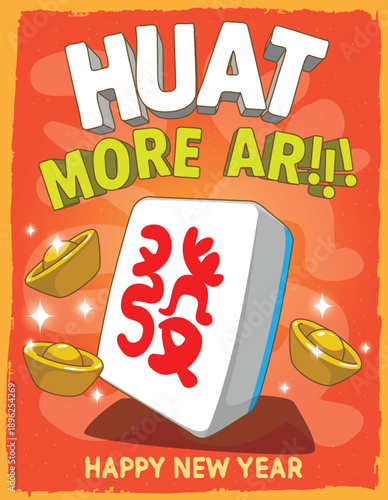 A vibrant, playful Chinese New Year design rooted in Singaporean culture, featuring a modern, comic-book aesthetic.