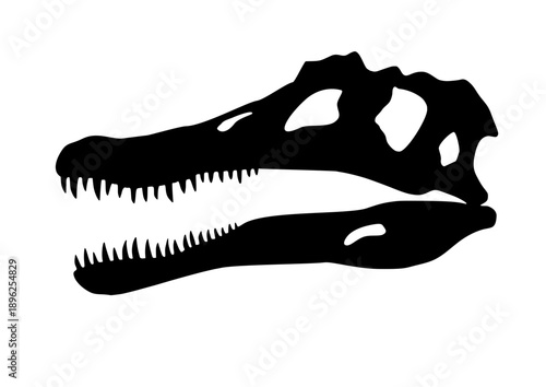 black Spinosuarus skull silhouette 