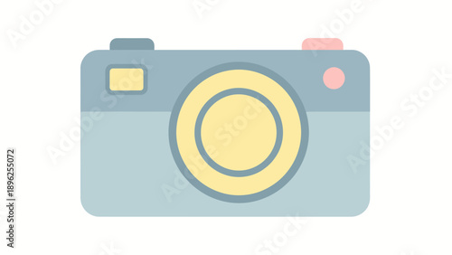 Simple Flat Illustration of a Digital Camera with Lens and Buttons, Icon Style