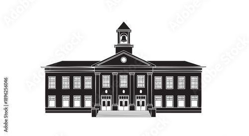 Classic colonial style government building isolated on transparent background
