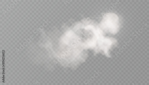 Soft white smoke with a misty swirl, isolated on a transparent background. For creating atmospheric overlays, fog, steam, and smoke effects.