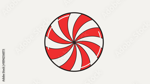 Swirl Peppermint Candy Lollipop Icon on White Background