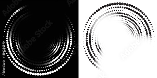 Wallpaper Mural Halftone Modern Circular Dot Pattern. Circle Frame using Halftone Dots Raster Texture. Polka Dots. Spiral logo Icon. Radial design element abstract modern simple Torontodigital.ca