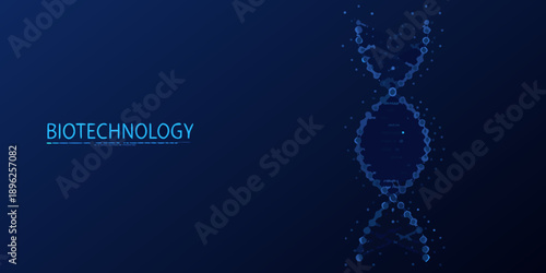 Abstract biotechnology visualization a dynamic dna double helix with blue tones