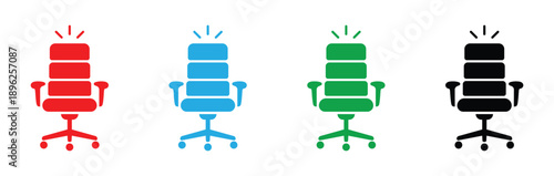 executive office chair icon set ergonomic seat furniture business workplace symbol collection