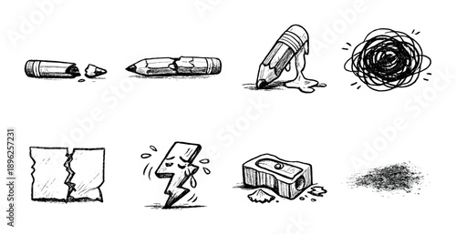 Creative art series of unique pencil concepts and metaphors
