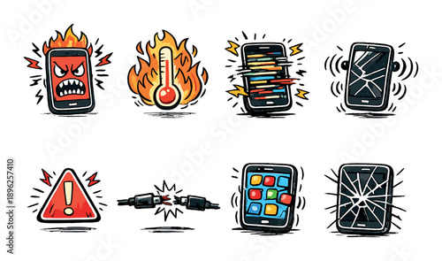 Smartphone issues: angry device, overheating, cracked screen, slow speed, battery problems