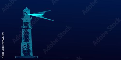 A striking image of qutub minar illuminated with a bright blue light beam