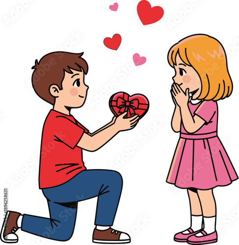 Surprise Proposal with Heart-Shaped Gift Box