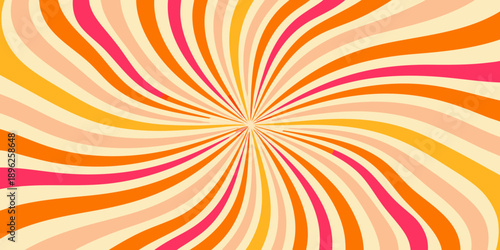 A vibrant swirling pattern of orange pink and cream colored stripes