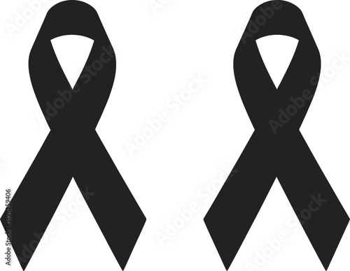Two black ribbons representing mourning, remembrance, and support for a cause