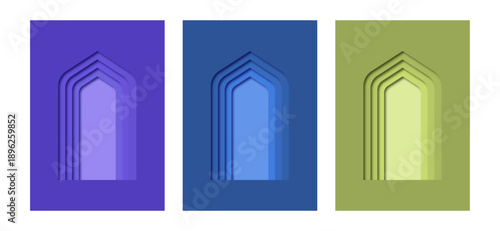 Ramadan Kareem poster. Islam religion. Paper cut vector illustration