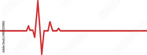 Red Electrocardiogram Pulse Line Illustration for Medical Health Monitoring and Vitality Concept