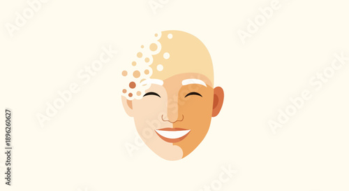 Happy Bald Man Face Expression Illustration