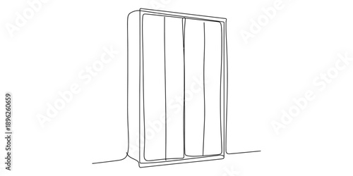 A single continuous line art drawing of a modern radiator against a white background
