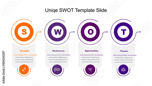 Modern SWOT Analysis Presentation Template with Circular Icons