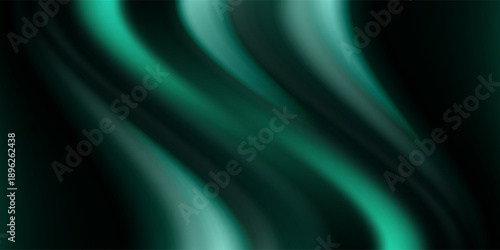 Dark teal emerald green silk satin. Shiny smooth fabric. Soft folds. Luxury background with space for design. web banner. Flat lay, top view table. Birthday, Christmas, Valentine, New year.