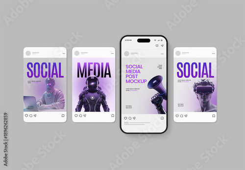 Social Media Post Mockup with Smartphone