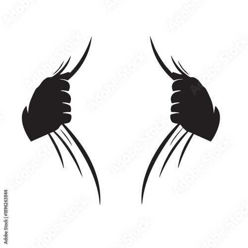 Sharp Claw Hands Silhouette Vector Illustration
