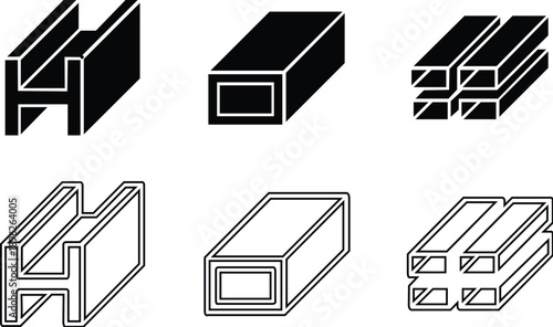 Steel icon set, metal and stainless icon vector illustration
